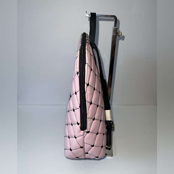 NWT Luv Betsey by Betsey Johnson Pink Quilted Backpack with Black Hearts - Picture 4 of 12